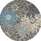 Homeroots 5 ft. Round Charcoal & Blue Big Flower Area Rug 385415 - alternate 2